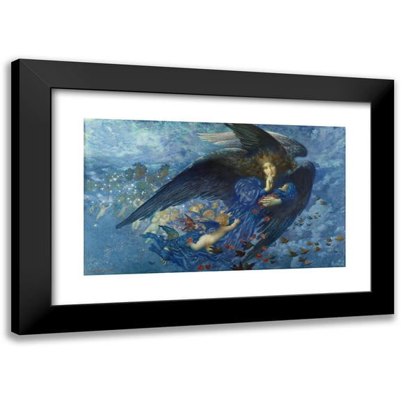 Edward Robert Hughes 14x10 Black Modern Framed Museum Art Print Titled - Night with Her Train of Stars (1912)