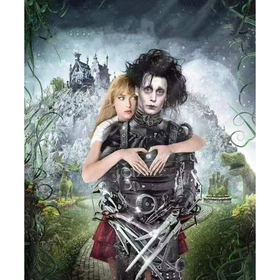 Edward Scissorhands Diamond Painting Kit, 12x16 Inch Full Drill 5D Diamond Painting Craft Canvas Picture Diamond Art for Adult Bedroom Wall Decor