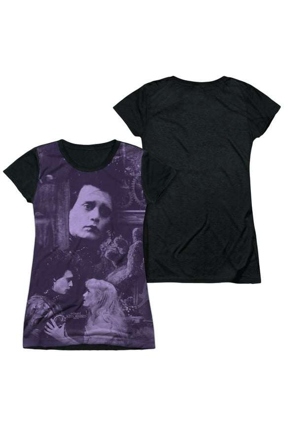Edward Scissorhands - Story - Juniors Teen Girls Black Back Sleeve Shirt - X-Large