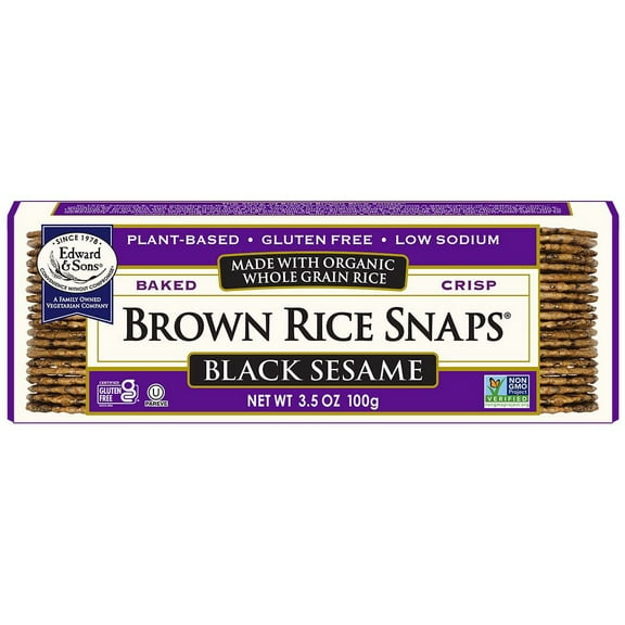 Edward & Sons Brown Rice Snaps, Black Sesame w/ Organic Brown Rice, 3.5 oz Packs, 12 pk