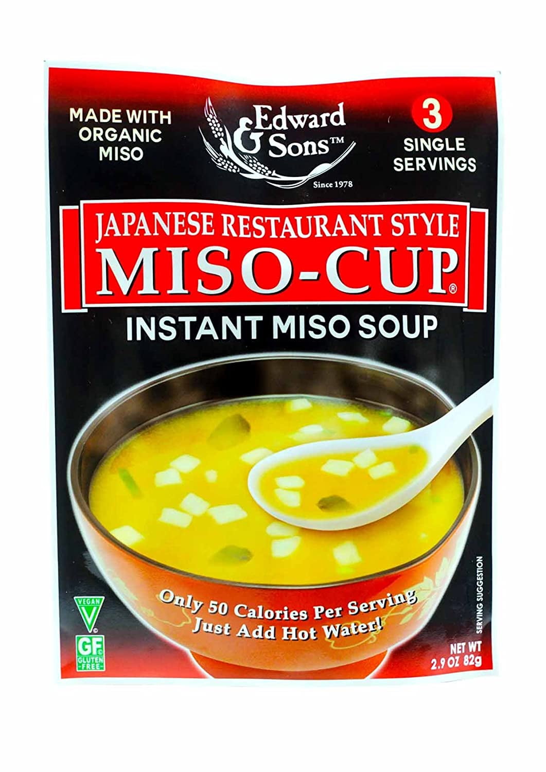 Edward & Sons Japanese Restaurant Style Miso Cup Soup Gluten Free 2.9
