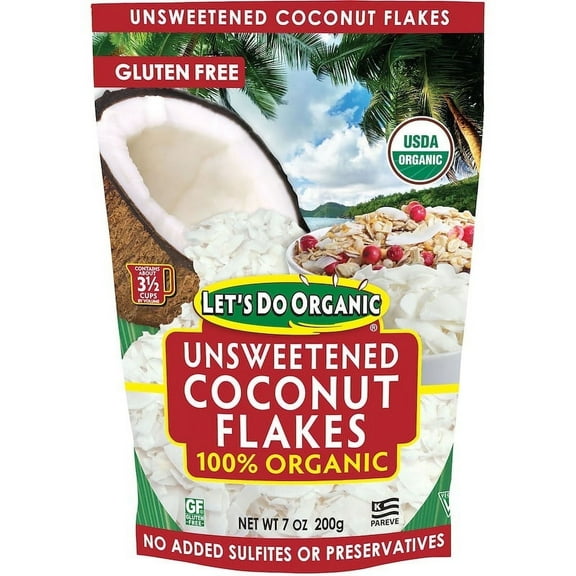 Edward & Sons, Let's Do Organic, 100% Organic Unsweetened Coconut Flakes, 7 oz Pack of 3