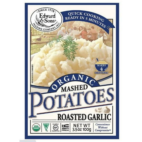 Edward & Sons, Organic Mashed Potatoes, Roasted Garlic, 3.5 oz (100 g)(Case of 6)