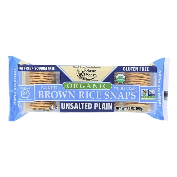 Edward & Sons Plain Unsalted Brown Rice Snaps ( 12x3.5 OZ)