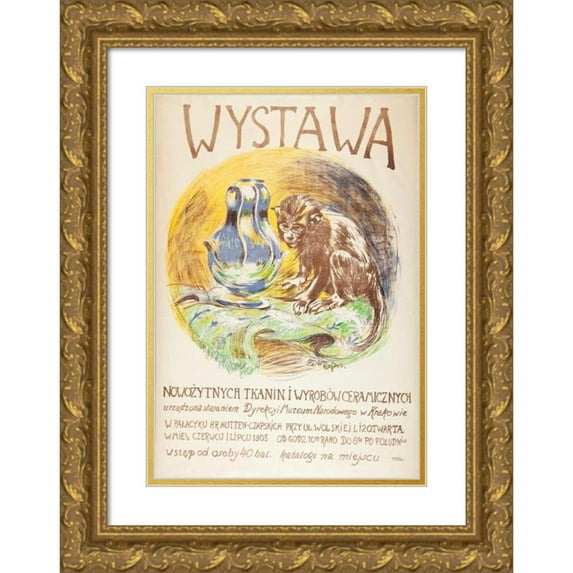 Edward Trojanowski 14x18 Gold Ornate Wood Frame and Double Matted Museum Art Print Titled - Exhibition of Modern Fabrics and Ceramic Products (1905)