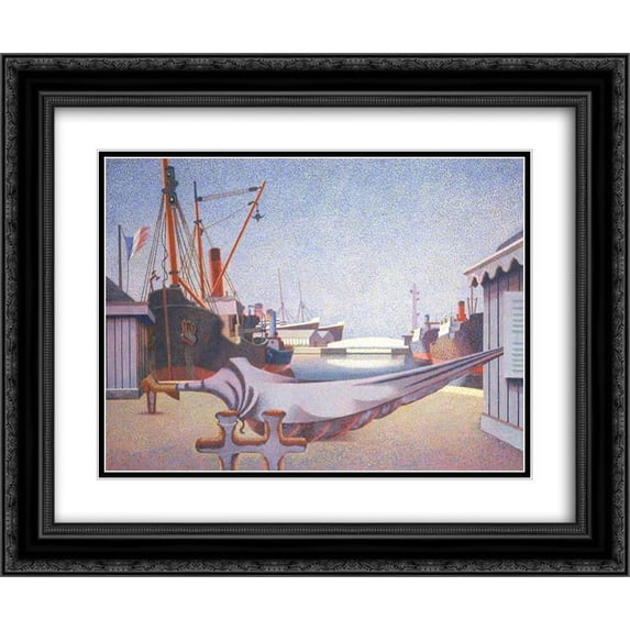 Edward Wadsworth 2x Matted 24x20 Black Ornate Framed Art Print 'Le Havre, France'