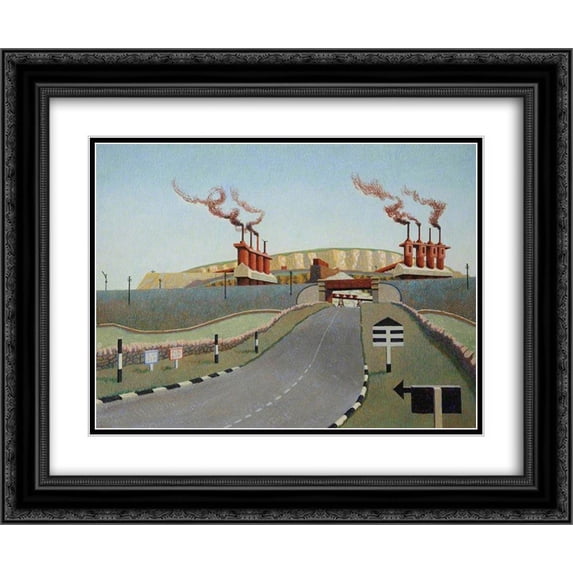 Edward Wadsworth 2x Matted 24x20 Black Ornate Framed Art Print 'Top of the World'