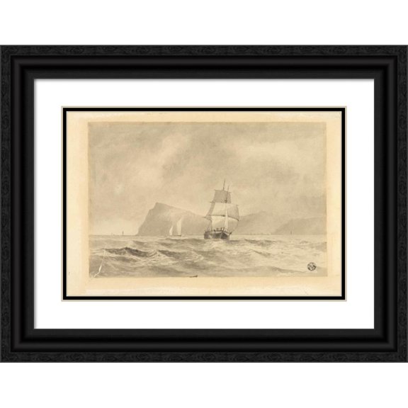 Edward William Cooke 18x13 Black Ornate Wood Framed Double Matted Museum Art Print Titled - Off Whitby