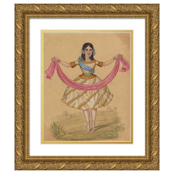 Edward Williams Clay 15x18 Gold Ornate Wood Frame and Double Matted Museum Art Print Titled - La Petite Augusta, Aged 12 Years, in the Character of Zoloe, in the Bayadere (1838)