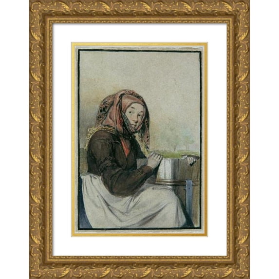 Edward Young 11x14 Gold Ornate Wood Frame and Double Matted Museum Art Print Titled - Frau Wabi (1846)