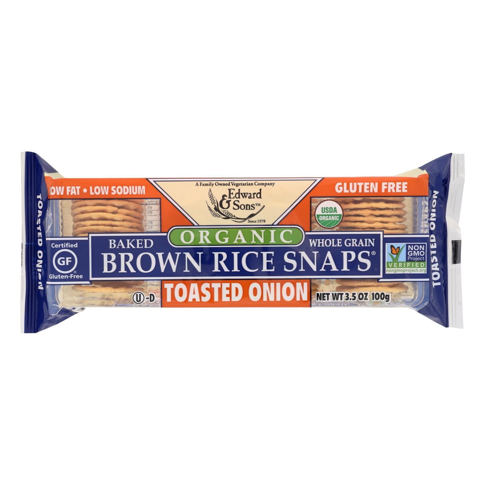 Edward and Sons Brown Rice Snaps - Toasted Onion - Case of 12 - 3.5 oz ...