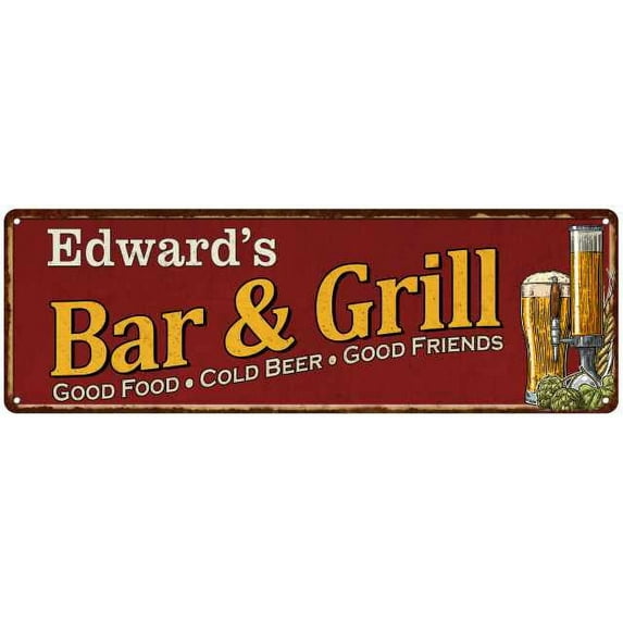 Edward's Bar and Grill Red Man Cave Decor 8x24 Sign 108240054279