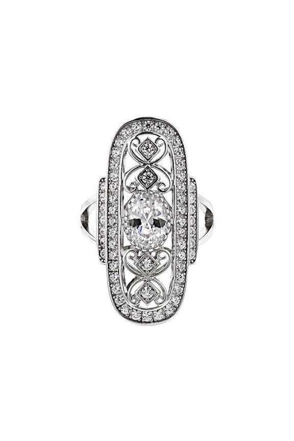 Edwardian Cocktail Split Shank Engagement Rings For Women's 1.9 Ct Diamond 14K White Gold Over