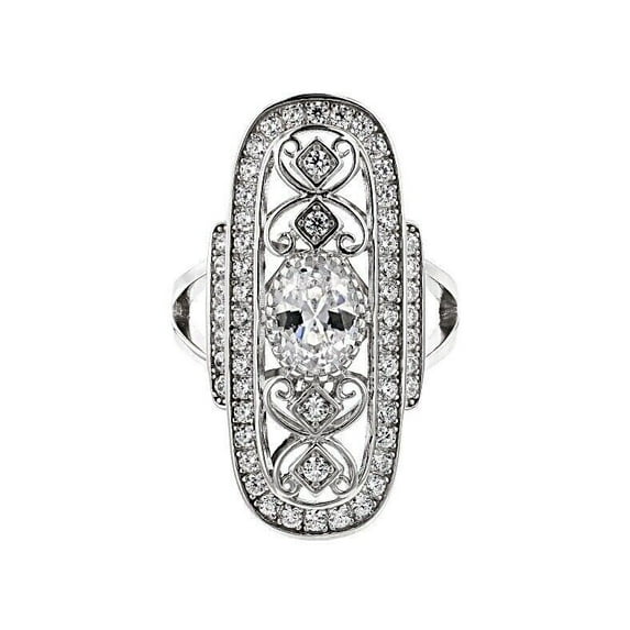 Edwardian Cocktail Split Shank Engagement Rings For Women's 1.9 Ct Diamond 14K White Gold Over