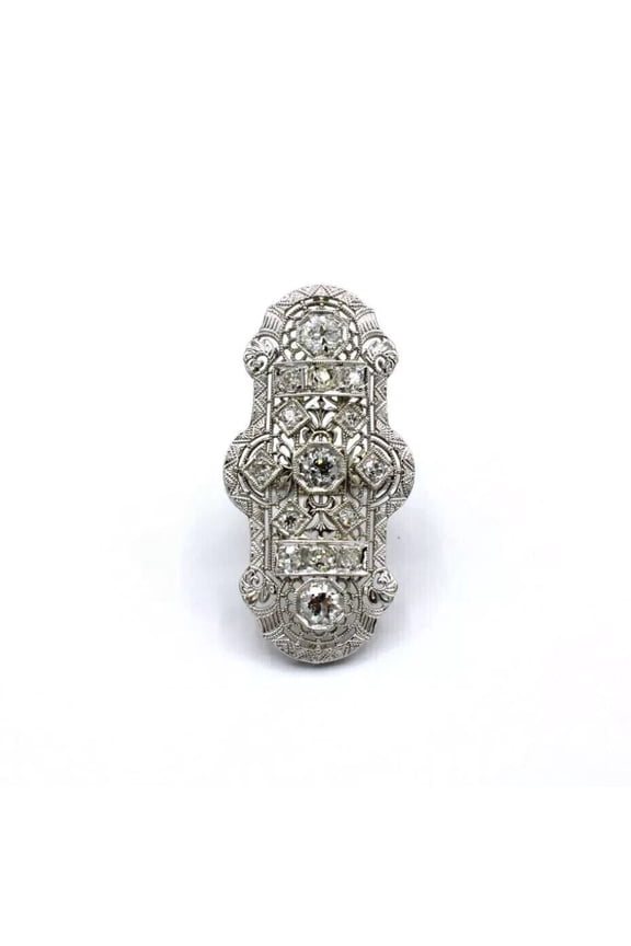Edwardian Filigree Women's Engagament Ring For Her Gift 1.9 Ct Diamond 14K White Gold Over