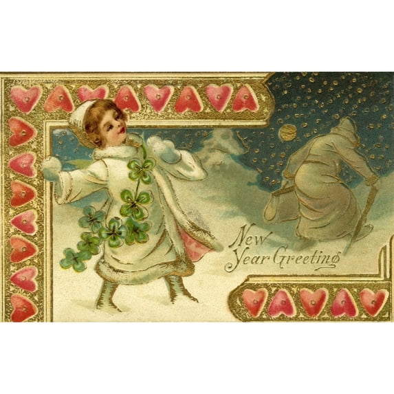 Edwardian New Year Postcard Poster Print By Mary Evans Picture Librarypeter & Dawn Cope Collection