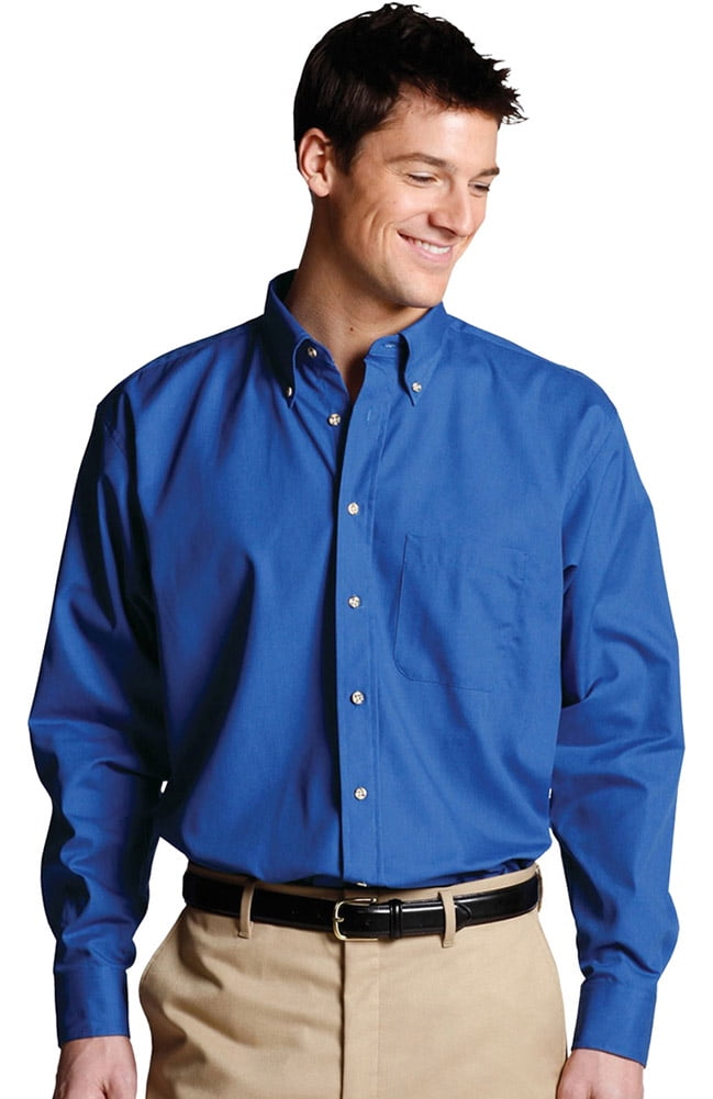 Edwards 1280 Men's Easy Care Long Sleeve Poplin Shirt - Walmart.com