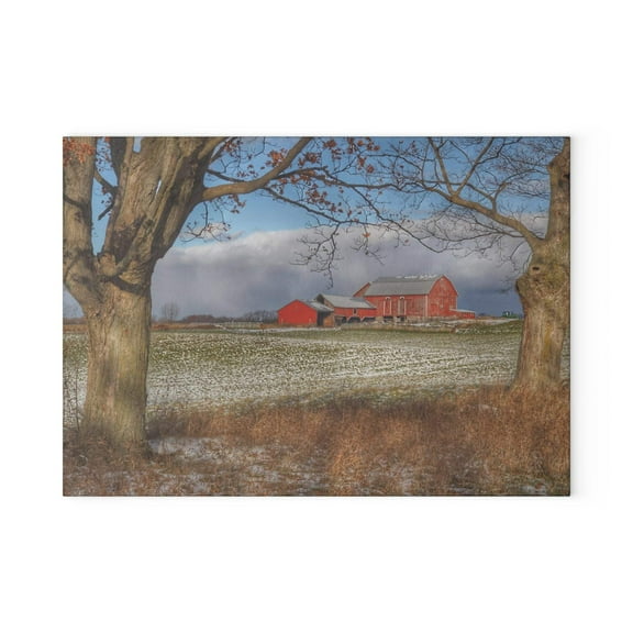 U R There Photography Approaching Storm on Edward Road Rustic Farmhouse Tempered-Glass Cutting Board 8"x 11"