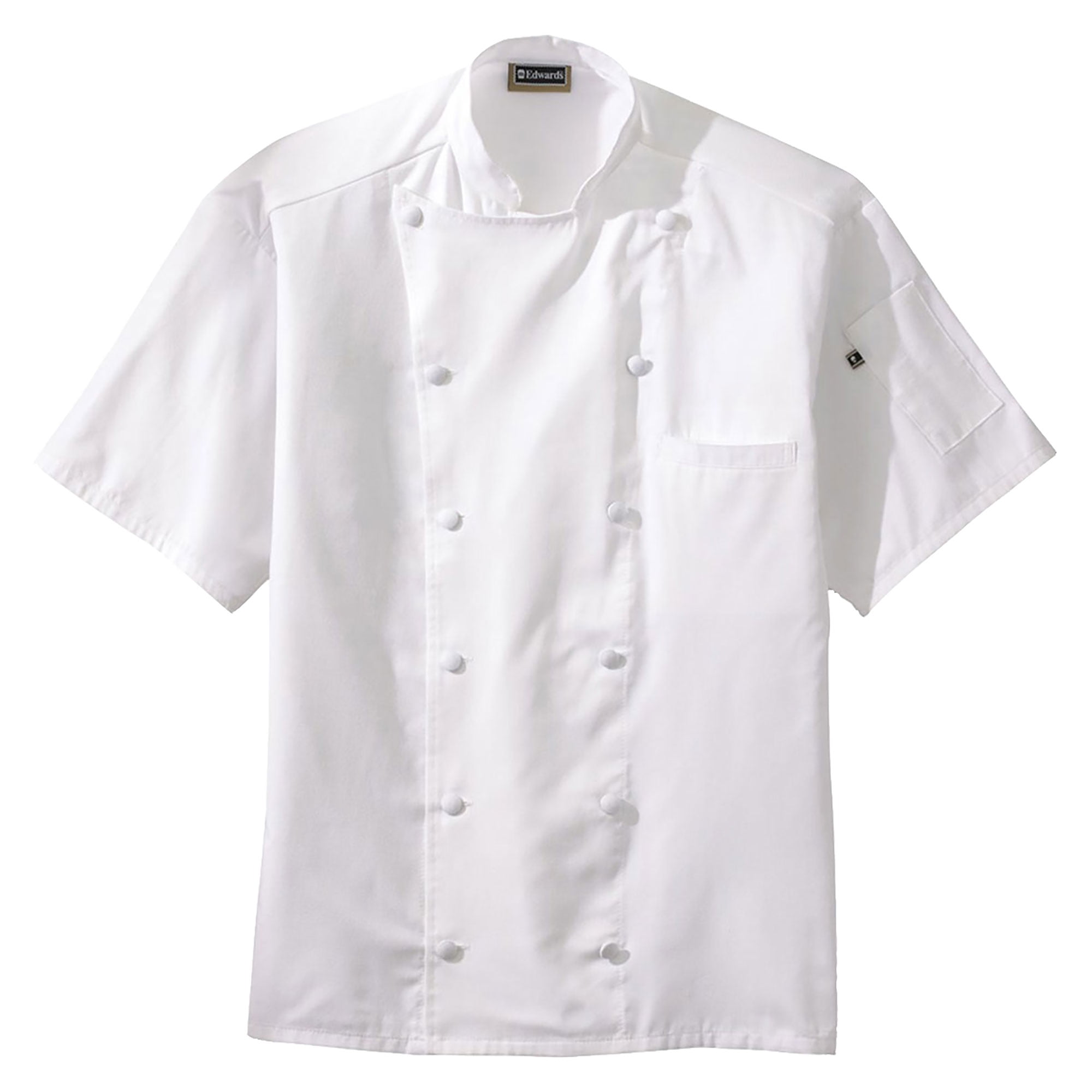 Bright White Short Sleeve Chef Coat with Mesh Back and Cloth Buttons