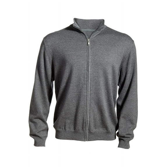 Edwards Garment Full-Zip Fine Gauge Sweater, Smoke Heather, Medium Men's