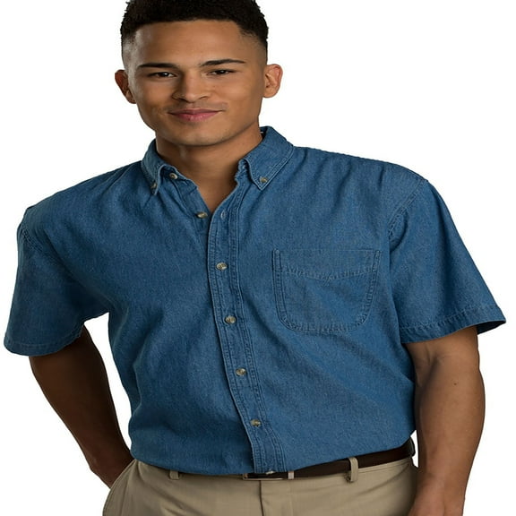 Edwards Garment Men's Mid-Weight Short Sleeve Denim Shirt, Style 1013