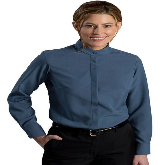 Edwards Garment Women's Banded Collar Long Sleeve Blouse, Style 5392