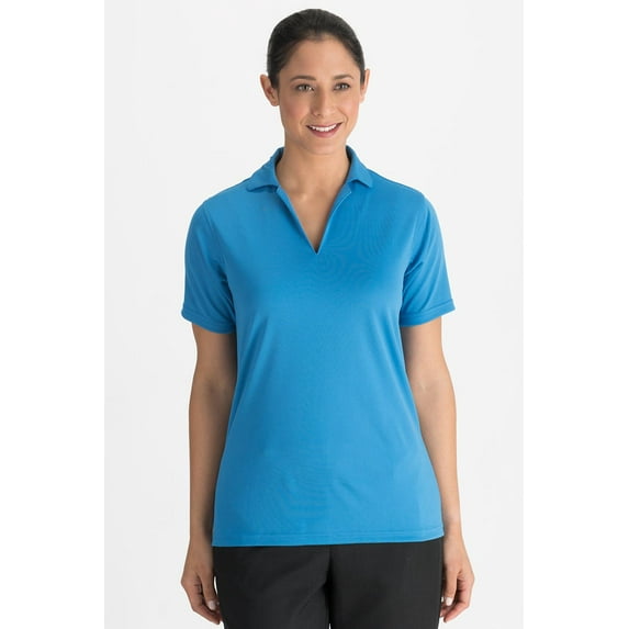 Edwards Garment Women's V-Neck Flat-Knit Polo Shirt