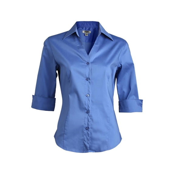 Edwards Ladies' Tailored V-Neck Stretch Blouse-3/4 Sleeve