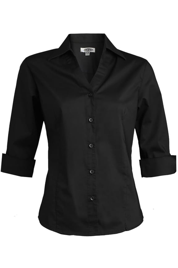 s Ladies' Tailored V-Neck Stretch Blouse-3/4 Sleeve