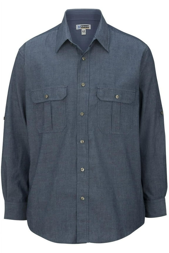 s Men's Chambray Roll Up Sleeve Shirt
