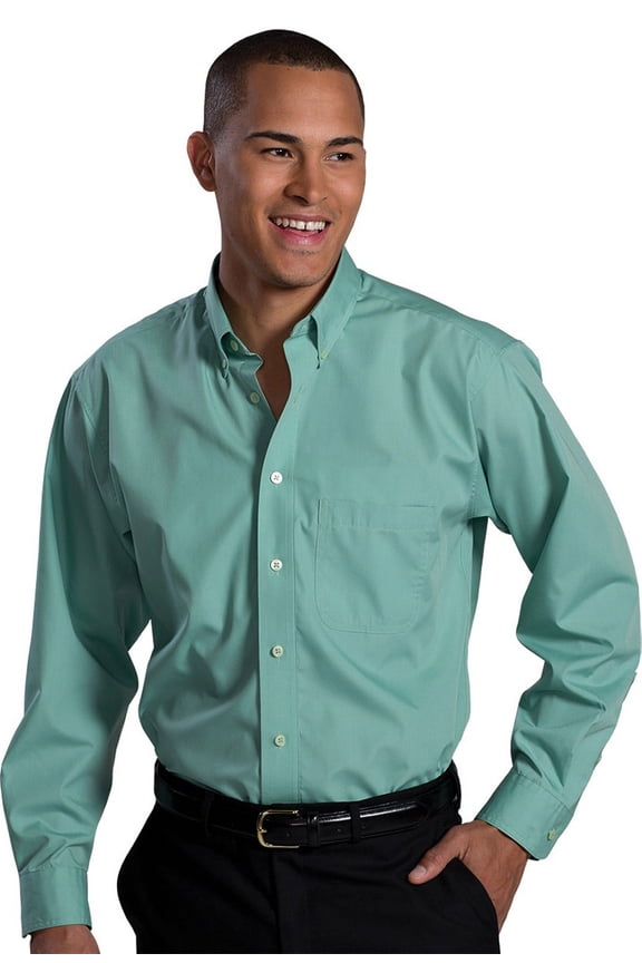 Men's Long Sleeve Soft Touch Poplin Shirt, MIST GREEN, L T