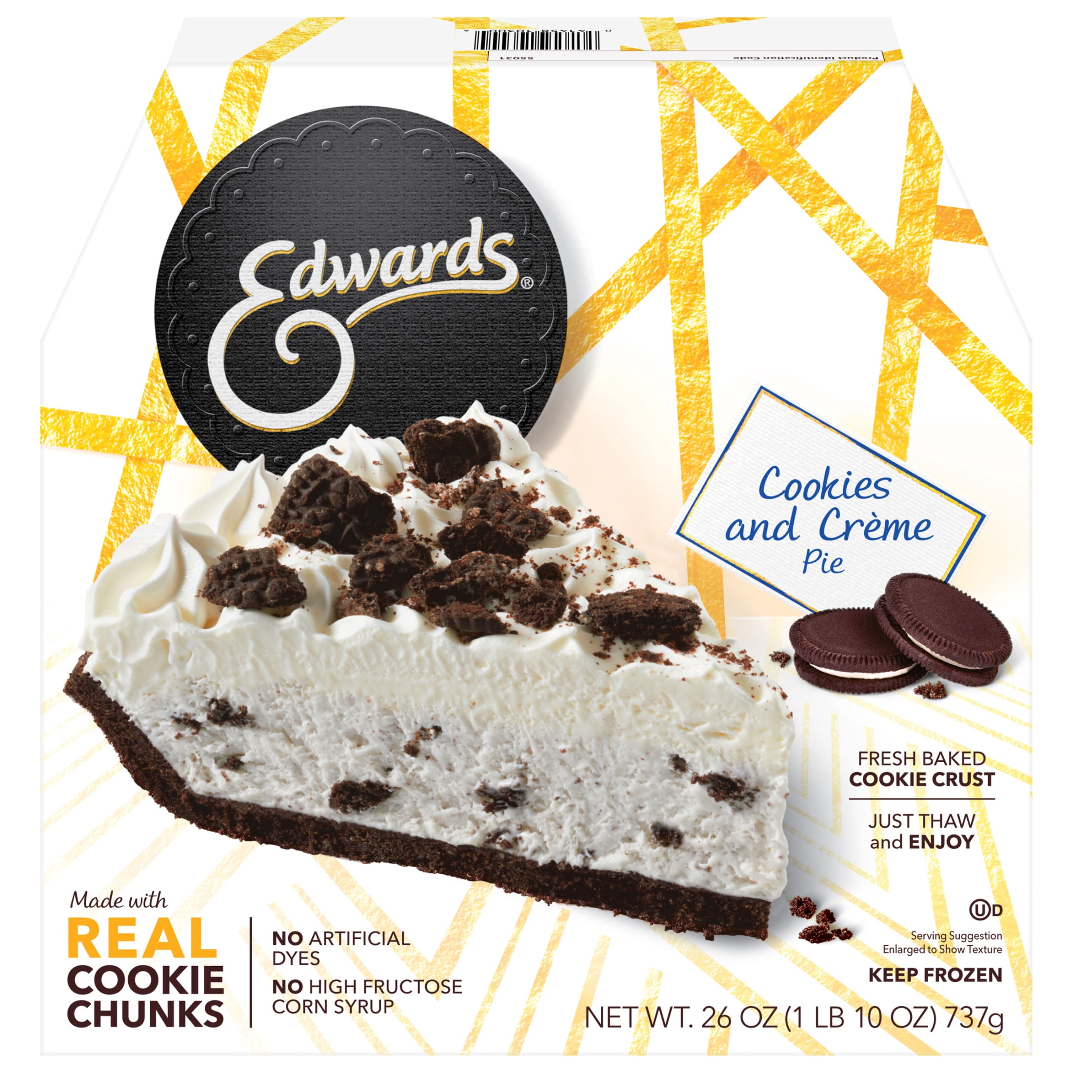 Edwards Premium Desserts Frozen Cookies and Crème Pie, 26.0 oz