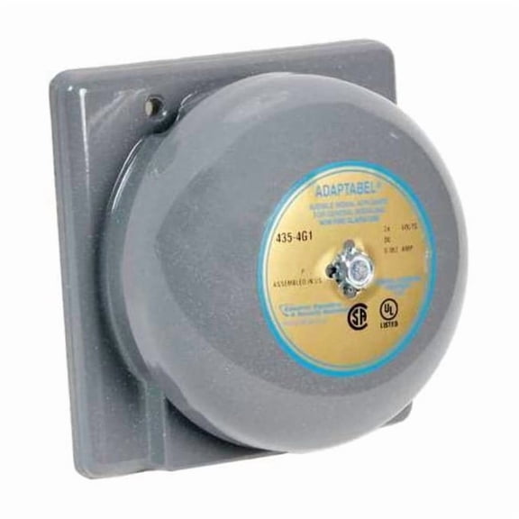 Vibrating Bell, Continuous, 6V DC, 90 dB, Steel, Surface Mount, 4 in Diameter, Indoor/Outdoor