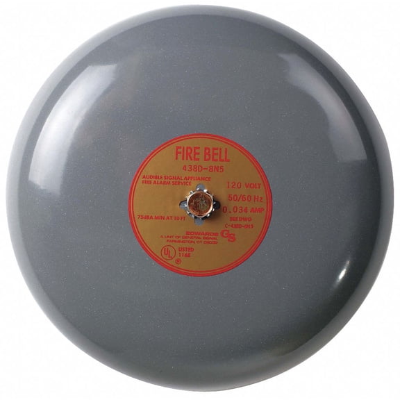 Edwards Signaling Fire Bell,Gray,8 In. 438D-8N5