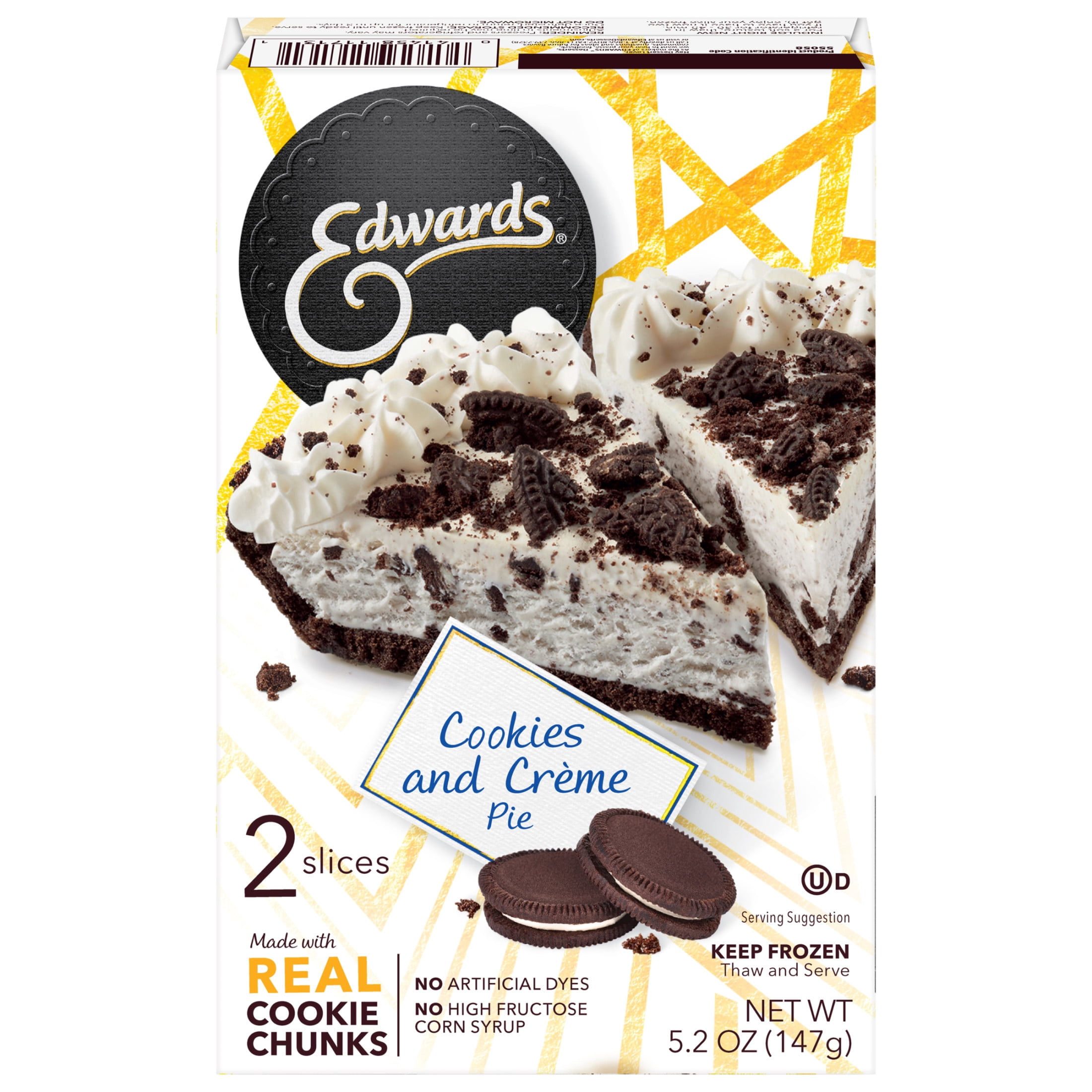 Edwards Singles Desserts Frozen Cookies & Crème Pie, 5.2 oz 2 Pack
