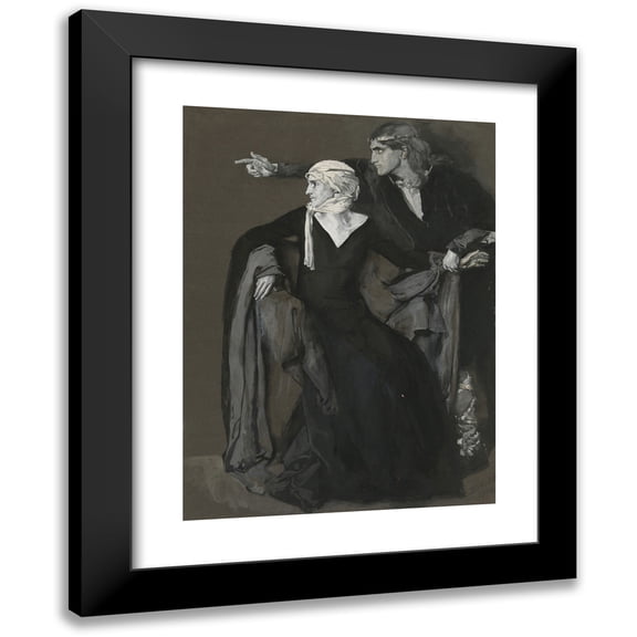 Edwin Austin Abbey 11x14 Black Modern Framed Museum Art Print Titled - Hamlet; ‘Why Look You There! Look How it Steals Away - Out at the Portal!’ Act IIi, Scene Iv,&nbsp;Hamlet (1902)