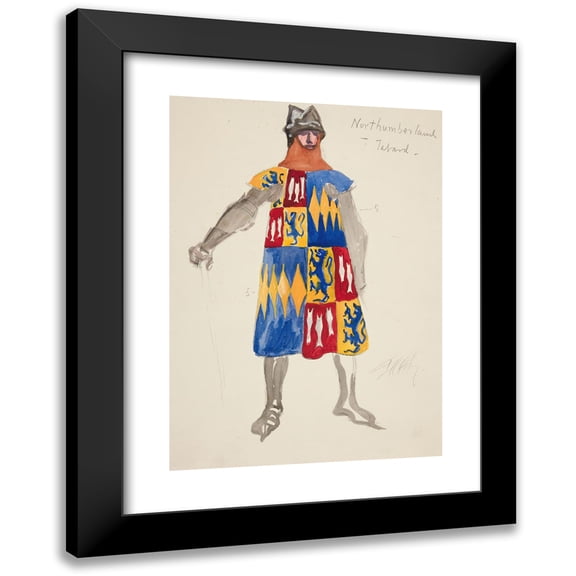 Edwin Austin Abbey 11x14 Black Modern Framed Museum Art Print Titled - Northumberland - Tabard, Costume Sketch for Henry Irving's Planned Production of King Richard II