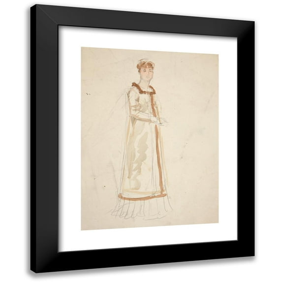 Edwin Austin Abbey 11x14 Black Modern Framed Museum Art Print Titled - Sketch of a Woman - Study for a Play