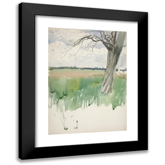 Edwin Austin Abbey 11x14 Black Modern Framed Museum Art Print Titled - Study of a Field and Tree