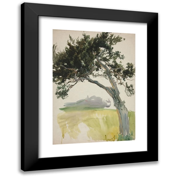 Edwin Austin Abbey 11x14 Black Modern Framed Museum Art Print Titled - Study of a Tree And Field