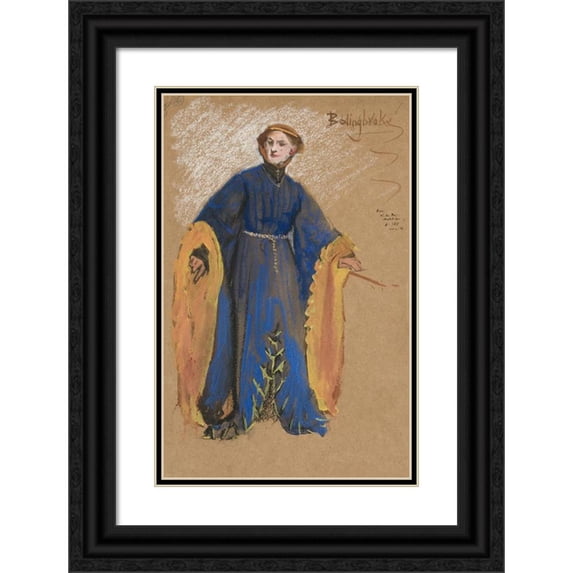 Edwin Austin Abbey 11x14 Black Ornate Wood Framed Double Matted Museum Art Print Titled: Bolingbroke, Costume Sketch for King Richard II
