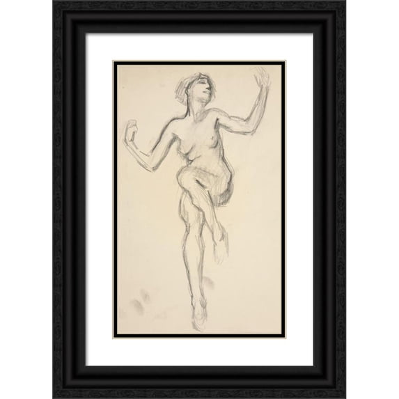 Edwin Austin Abbey 11x14 Black Ornate Wood Framed Double Matted Museum Art Print Titled: Figure Study for ‘The Hours’ II (1985)