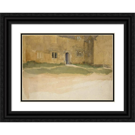 Edwin Austin Abbey 14x11 Black Ornate Wood Framed Double Matted Museum Art Print Titled: Study of an English Medieval House