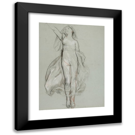 Edwin Austin Abbey 14x18 Black Modern Framed Museum Art Print Titled - Study for Central Figure in ‘Spirit of Religious LibertyGuiding the Ships’ Mural at the State Capitol Building in Harri