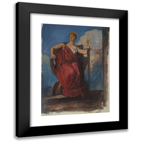 Edwin Austin Abbey 14x18 Black Modern Framed Museum Art Print Titled - Study for Figure of the Genius of Pennsylvania in ‘The Apotheosis of Pennsylvania’ (1902-1911)