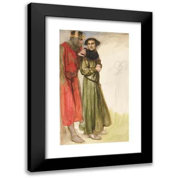 Edwin Austin Abbey 15x24 Black Modern Framed Museum Art Print Titled - Unidentified Shakespeare Scene (Two Men)