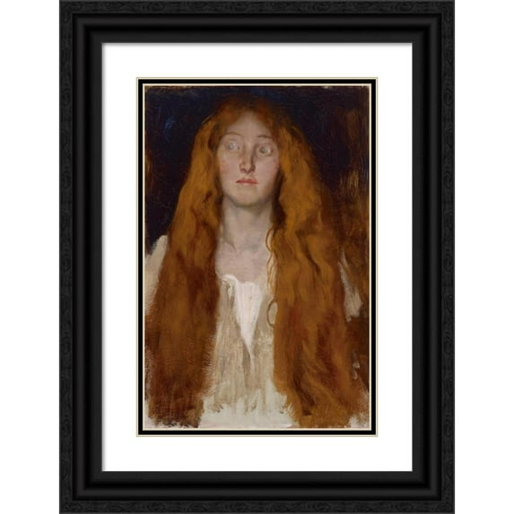 Edwin Austin Abbey 17x24 Black Ornate Framed Double Matted Museum Art Print Titled: Figure Study of Ophelia, for the Play Scene, Hamlet, Act IIi, Scene II (ca. 1896-1897)