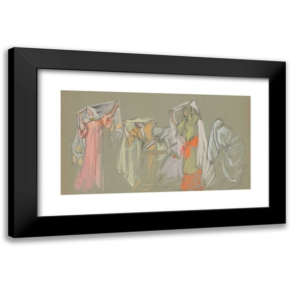 Edwin Austin Abbey 18x12 Black Modern Framed Museum Art Print Titled - Study of the Captive Virtues, for ‘The Castle of the Maidens’ (1989)