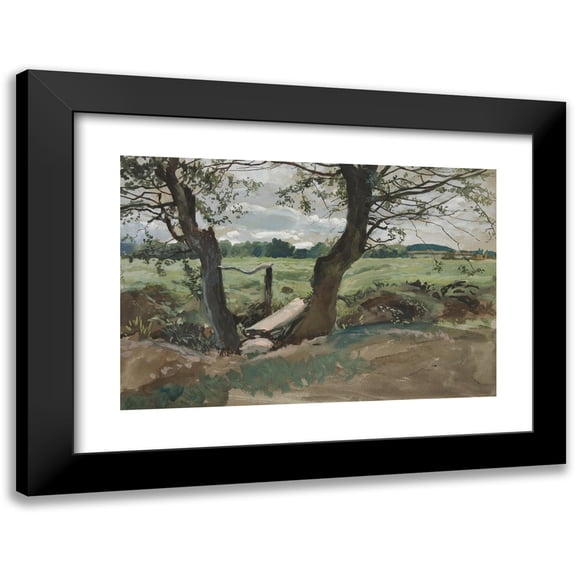 Edwin Austin Abbey 18x13 Black Modern Framed Museum Art Print Titled - Study of Two Trees and a Field