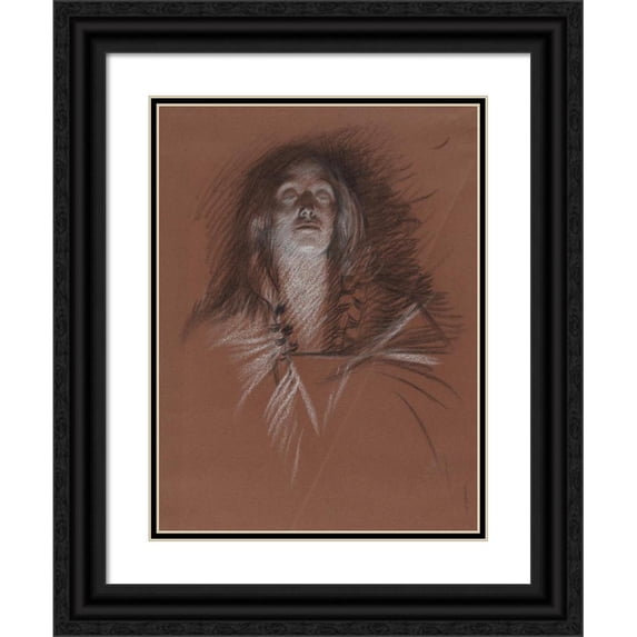 Edwin Austin Abbey 19x24 Black Ornate Framed Double Matted Museum Art Print Titled: Study for Head of a Celtic Woman, from the Play Scene, Hamlet, Act 3, Scene 2 (1897)